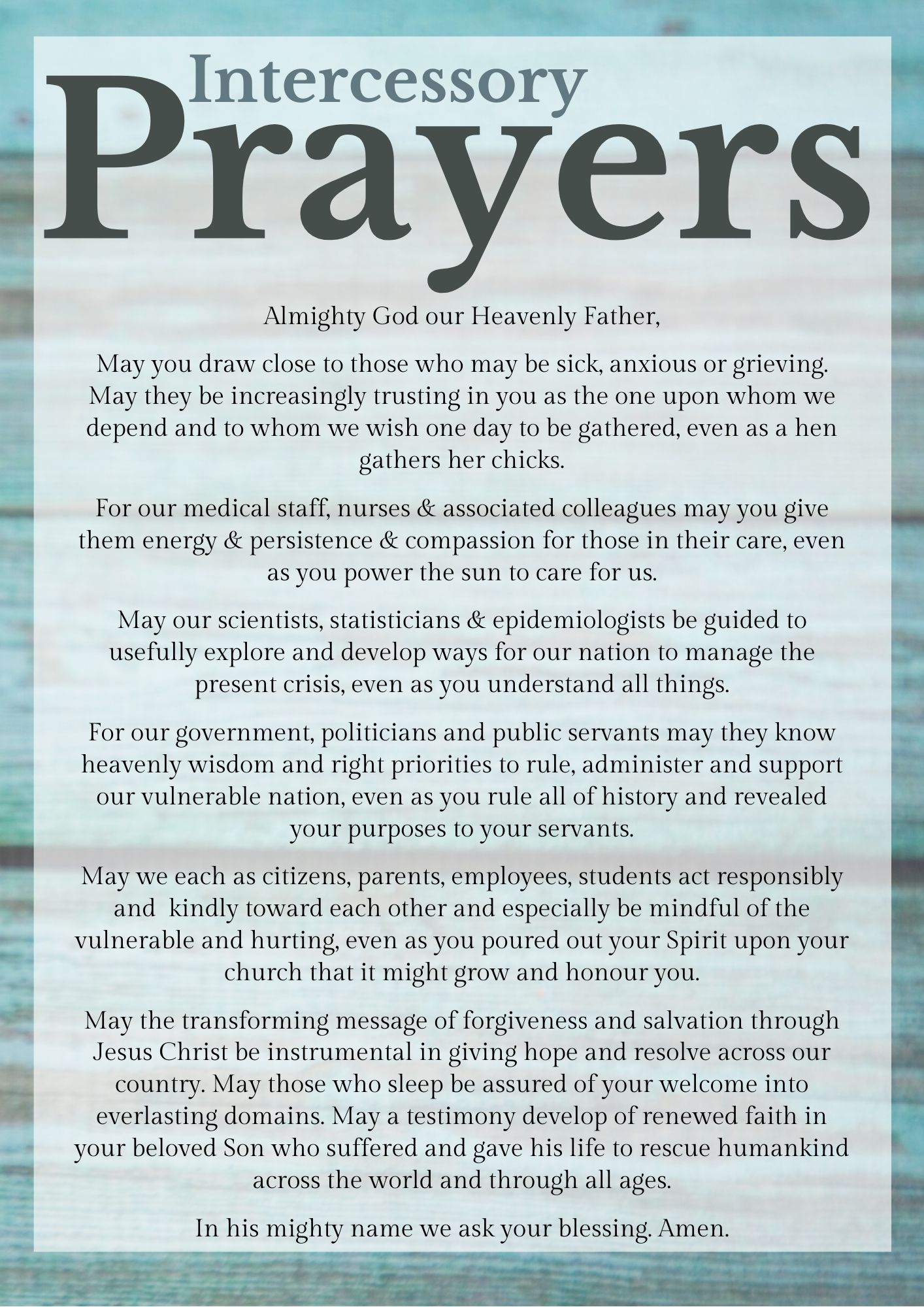 Intercessory Prayers